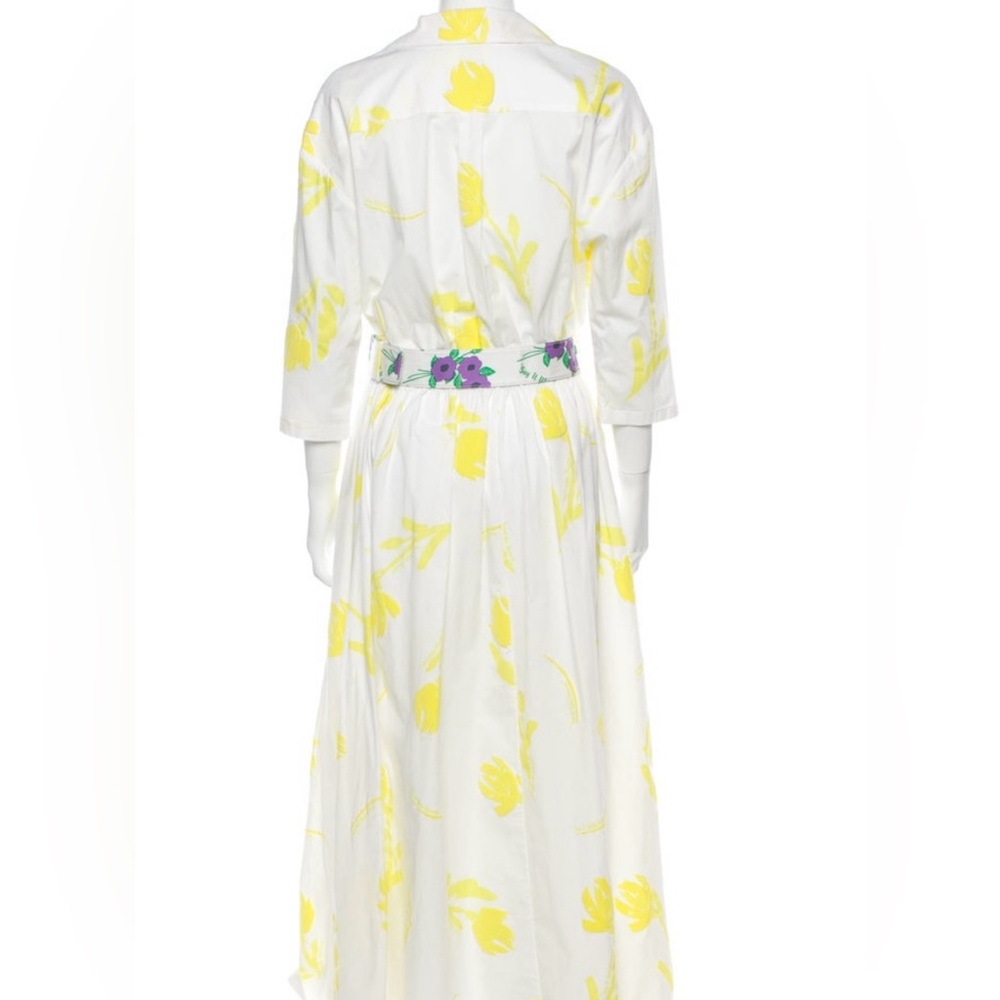 Floral Belted White and Yellow Dress - Picture 3 of 11